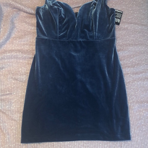 NWT Express Blue Velvet Mini Dress Sz 12 - Picture 1 of 3